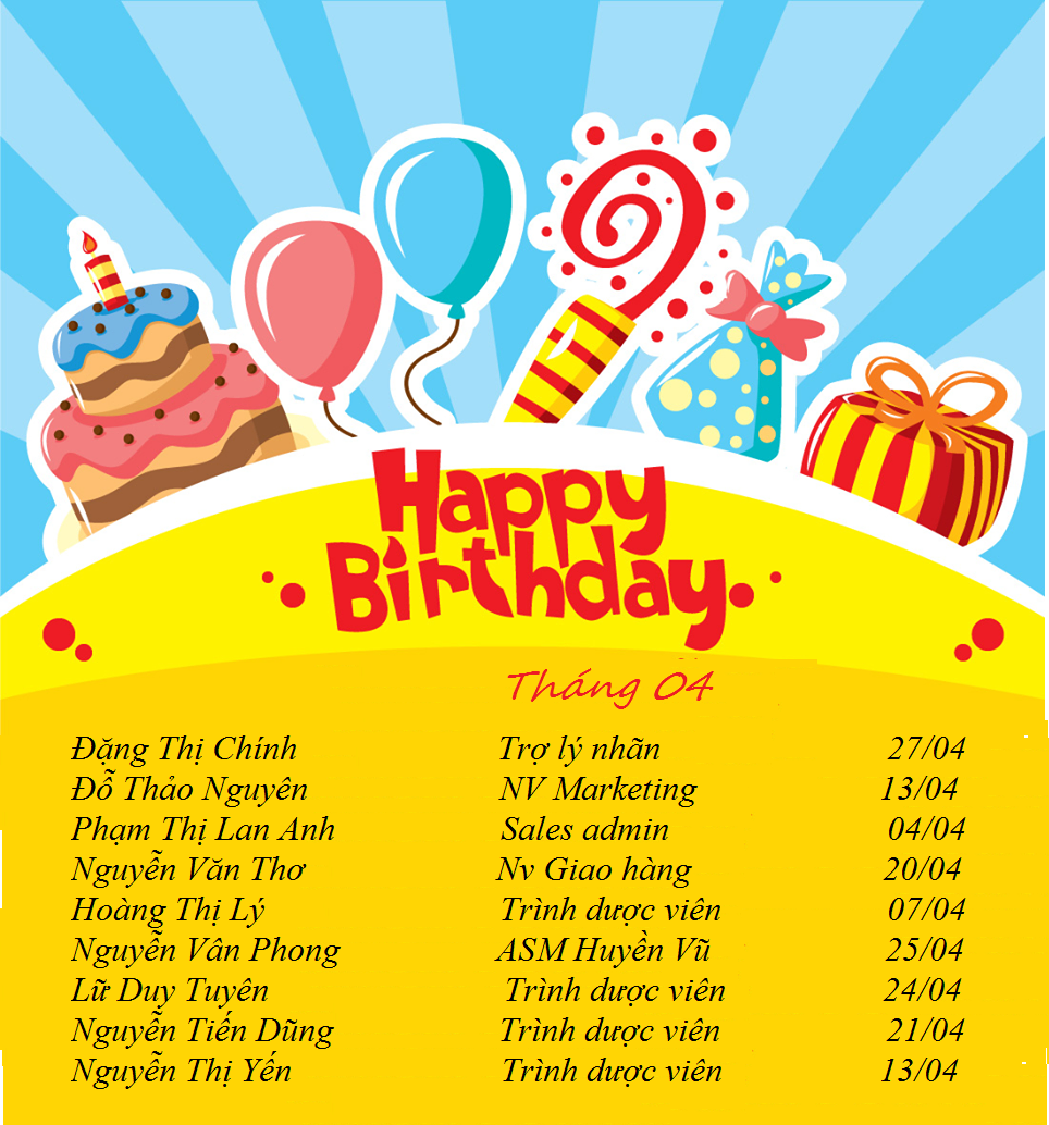 Tiệc sinh nhật nhân viên Thái Minh tháng 4/2016